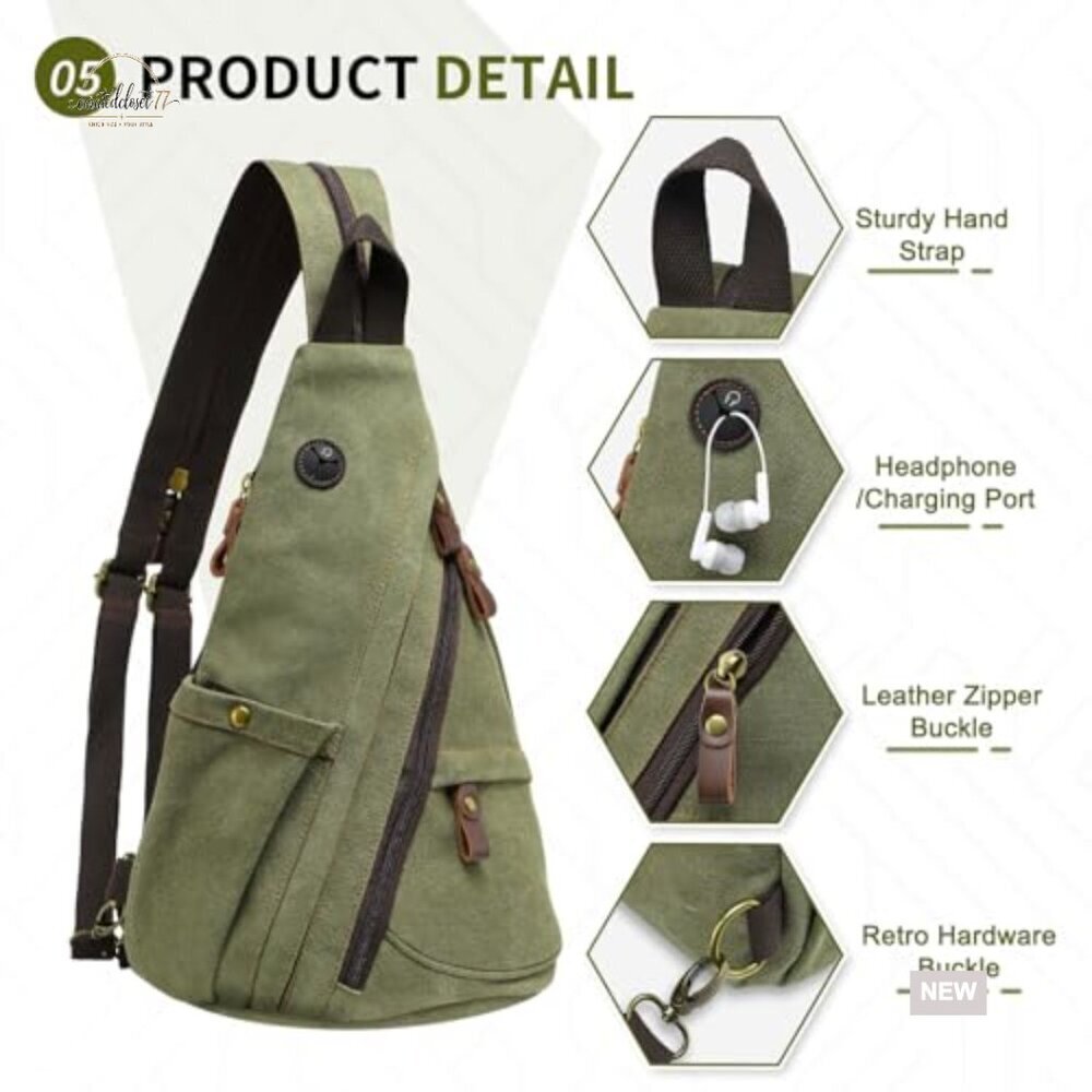 Vintage Canvas Sling Bag, 3-in-1 Convertible, 16x10x6 Inches, Travel Backpack - Picture 6 of 7